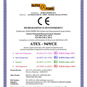 Alpha Pompe | Dichiarazione di conformità ATEX 94/9/CE