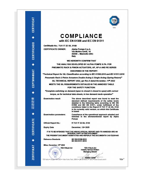 Compliance TUV Alpha Pompe
