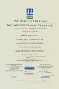 Alpha Pompe | ISO 9001:2018