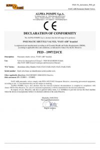 Alpha Pompe | PED Pneumatic Valves