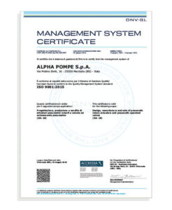 Alpha Pompe | Alpha Pompe certificato ISO 9001:2015