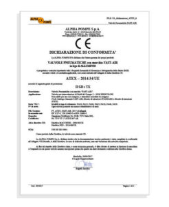 Alpha Pompe | Atex certificato di conformità Fastair