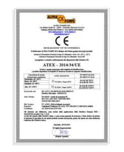 Alpha Pompe Dichiarazione Atex 2019 - Attuatori in Alluminio